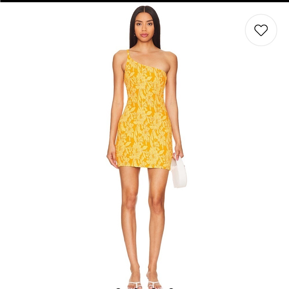 l*space Yellow Floral One-Shoulder Strapless Mini Dress